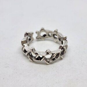 Star Of David Ring Silver Tone Open Band Size 5.5